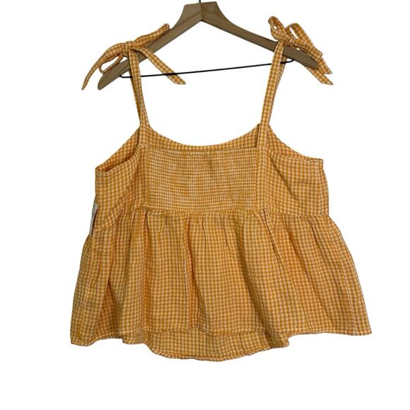 Old Navy‎ Gingham Tank Tops Women’s Sz L 2 Blue Orange Milkmaid Cottagecore - Picture 4 of 10